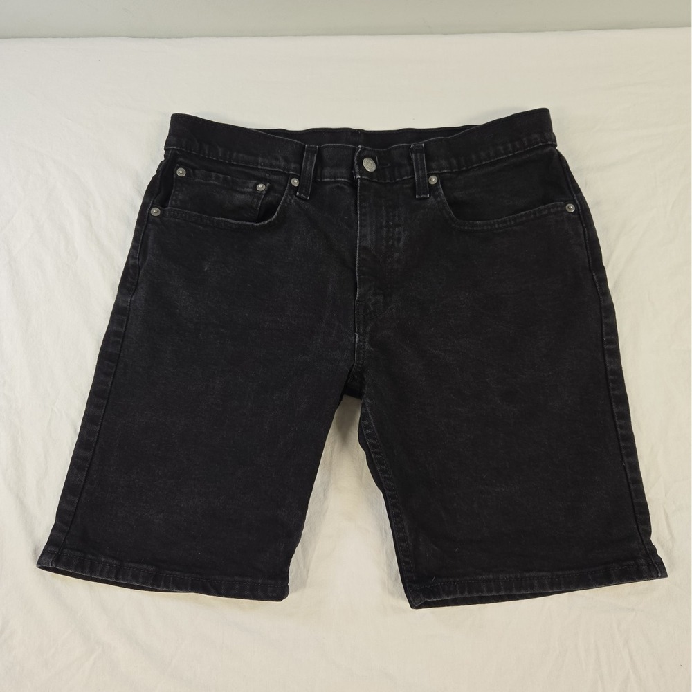 Levis 405 Jean Shorts Mens 34 Black Denim Standard Fit Denim Stretch Flex